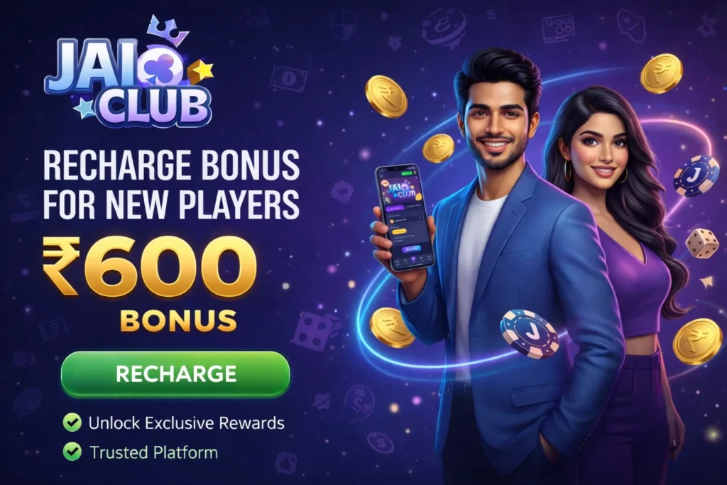 "Jai Club is a trusted online gaming platform that provides a ₹600 recharge bonus for new users. Experience fast signup, secure payments, and exclusive rewards for an enhanced gaming experience."